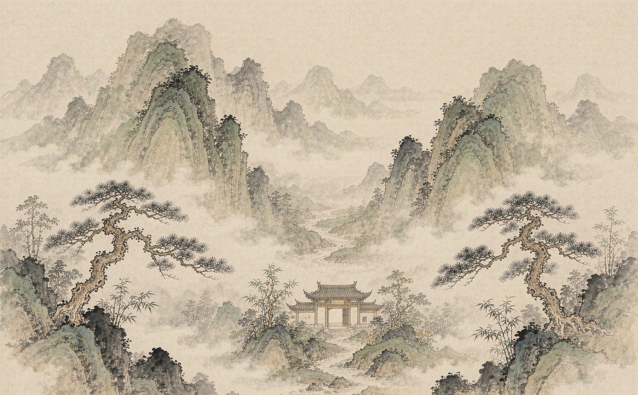 青山迎客 · 意象图